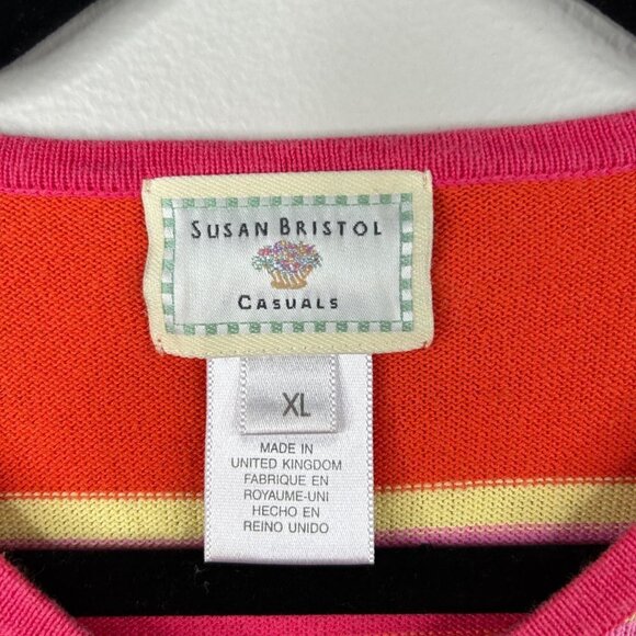 Susan Bristol Casuals orange and pink striped y2k button down size XL - Picture 3 of 6